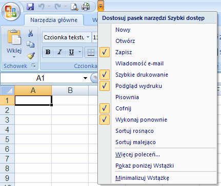 Rozpoczynanie pracy z programem EXCEL Program EXCEL to arkusz kalkulacyjny pakietu Office 2007.