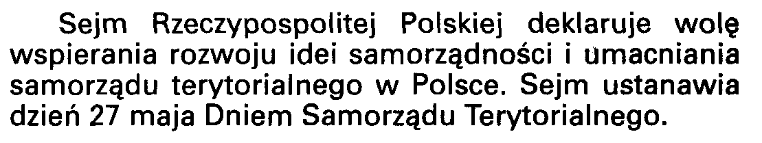 Dzieo Samorządu Terytorialnego Doceniając rolę i dokonania samorządów terytorialnych dla Paostwa i obywateli w czerwcu 2000 r.