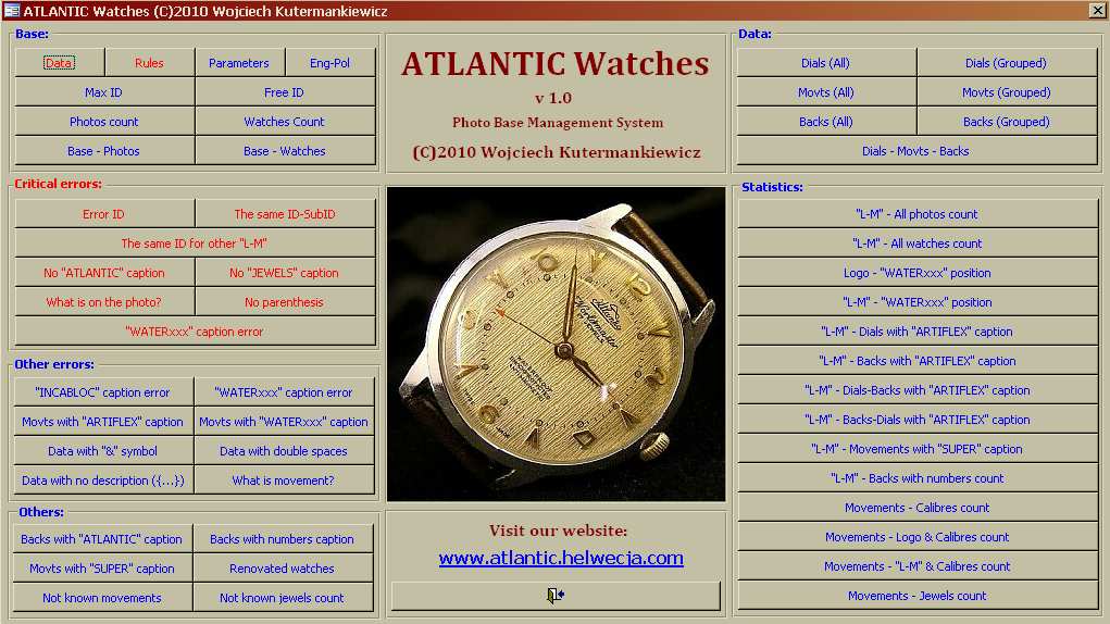 DODATEK F Instrukcja obsługi i opis bazy danych ATLANTIC Watches Str.