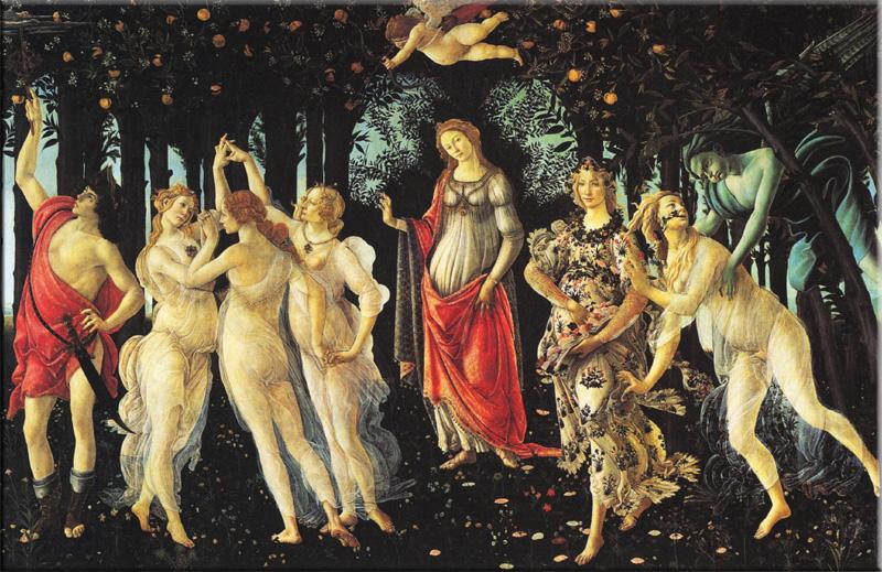 Wszystko to znajdziecie na obrazie przedstawionym powyżej. Obraz pochodzi z XV wieku i nawiązuje do mitologii. W centrum obrazu przedstawiona została Wenus (Afrodyta), bogini miłości.
