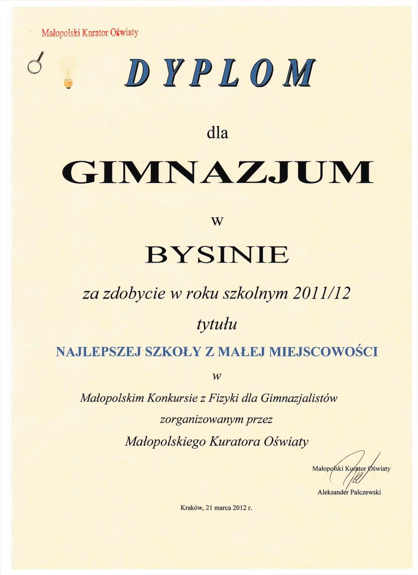 Uczniowie naszego gimnazjum biorący udział w Małopolskich Konkursach Przedmiotowych