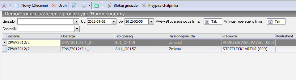 Z poziomu widoku Harmonogramów jest możliwość śledzenia pojedynczych operacji produkcyjnych pod kątem ich zaawansowania ale także stopnia zrealizowania ponieważ system śledzi i rejestruje aktualną