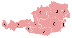 Liczba Poloników: 35 Wolny kod: od 36 Austria - Republik Österreich 1 Burgenland 2 Kärnten