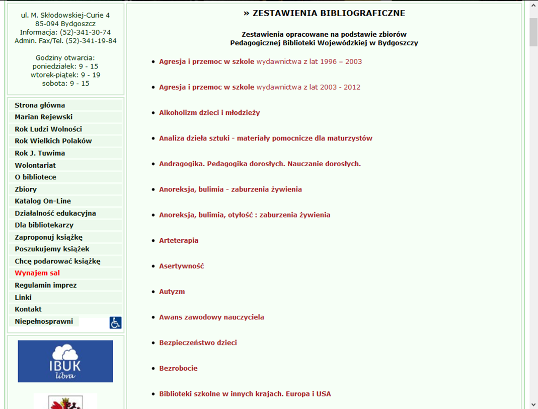 NA STRONIE INTERNETOWEJ BIBLIOTEKI