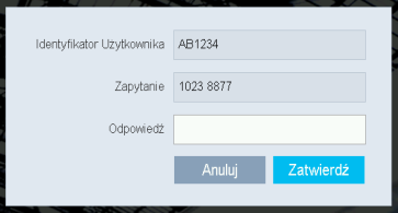 Tak samo jak przy logowaniu do podstawowego serwisu CitiDirect, wpisz tutaj numer seryjny swojej karty SafeWord. Wybierz opcję Zapytanie Odpowiedź i potwierdź przyciskiem Zatwierdź.