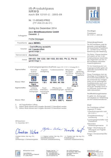 Klapy dachowe esco NRWG na profilach Yawal system