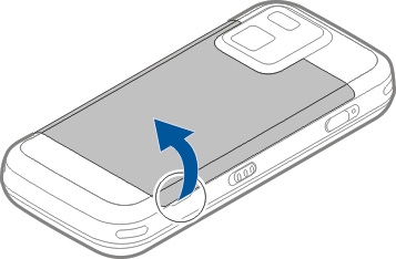 Klawisze i inne elementy (boki) 1 Klawisz wyłącznika 2 Złącze Nokia AV (3,5 mm) Wkładanie karty SIM i baterii Ważne: W tym urządzeniu nie wolno używać karty SIM typu mini-uicc, nazywanej także kartą