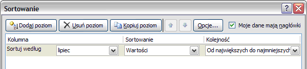 3 Sortowanie UWAGA! Sortowanie tylko jednej lub paru kolumn zamiast całej tabeli doprowadzi do tego, że część danych przemieści się, a część pozostanie na swoim miejscu. Czy tak powinno być?