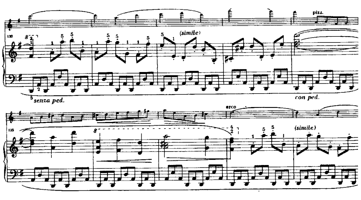 96 Maryla RENAT Brzmieniowo daje układ selektywny, także w równoczesnym współdziałaniu fortepianu i skrzypiec.