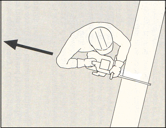 Aby naciągnąć łańcuch piły należy poluzować śrubę 2 (fot. nr 5.3 i 5.4) pokrywy koła napędu łańcucha i obracając śrubą regulacyjną 1 (fot. nr 5.3 i 5.4) naciągnąć łańcuch tak, aby dał się odciągnąć od prowadnicy do góry na 1 2 mm (fot.