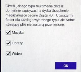 wybieramy Urządzenia ustawiamy zapisywanie muzyki, obrazów i