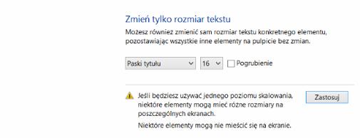 wracamy na stronę główną Panelu wybieramy Wygląd i personalizacja zaznaczamy Pozwól mi wybrać następnie zaznaczamy Średnie i klikamy w przycisk Zastosuj Zostaniesz poinformowany o konieczności