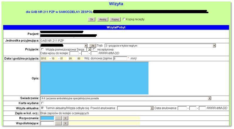 KROK 9 Wydruk potwierdzenia rejestracji. Rys. 33 Klikamy w Potwierdzenie rejestracji aby wydrukować pacjentowi potwierdzenie. Jeśli zajdzie potrzeba zmiany terminu wizyty klikamy w link Zmień termin.