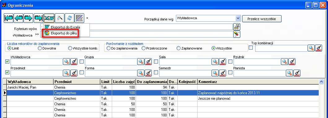 W efekcie rekordy wyświetlane na ekranie zostaną