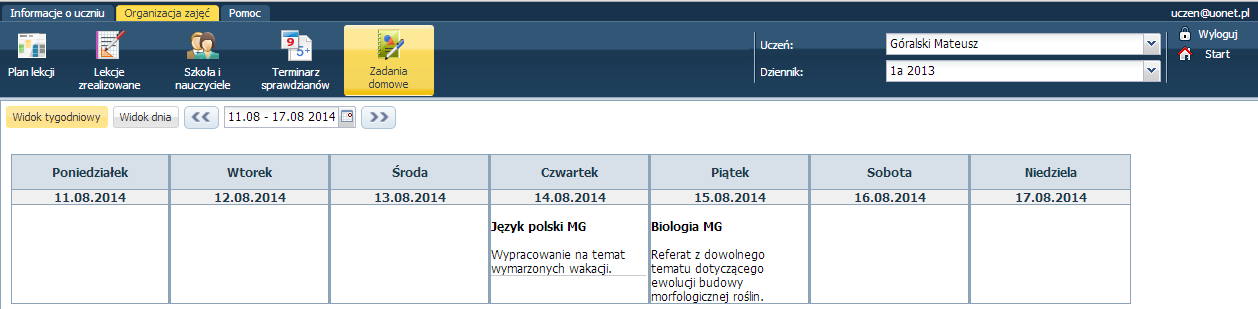 Informacja o uczniu/ Oceny-zmieniono sposób wyświetlania średniej ocen- do wyliczenia średniej uwzględnia się średnią z okresu klasyfikacyjnego lub średnią roczną.