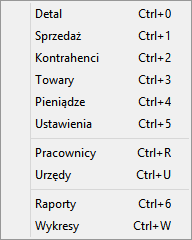 Własnoręcznie okno detalu można otworzyć na dwa sposoby: po wybraniu z górnego panelu programu przycisku Detal z górnego menu kontekstowego: Kartoteki -> Detal Okno formatki sprzedaży detalicznej