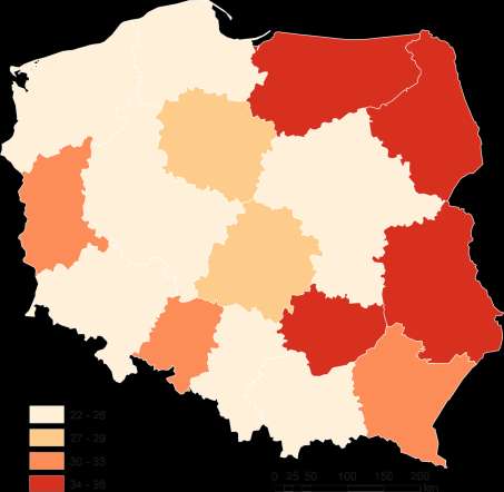 Liczba projektów na 10000