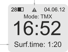 50. PO NURKOWANIU PRZERWA POWIERZCHNIOWA Po zakończeniu nurkowania BLACK TMX wyświetli na ekranie głównym trybu powierzchniowego informacje na temat przerwy powierzchniowej, aktualne wartości