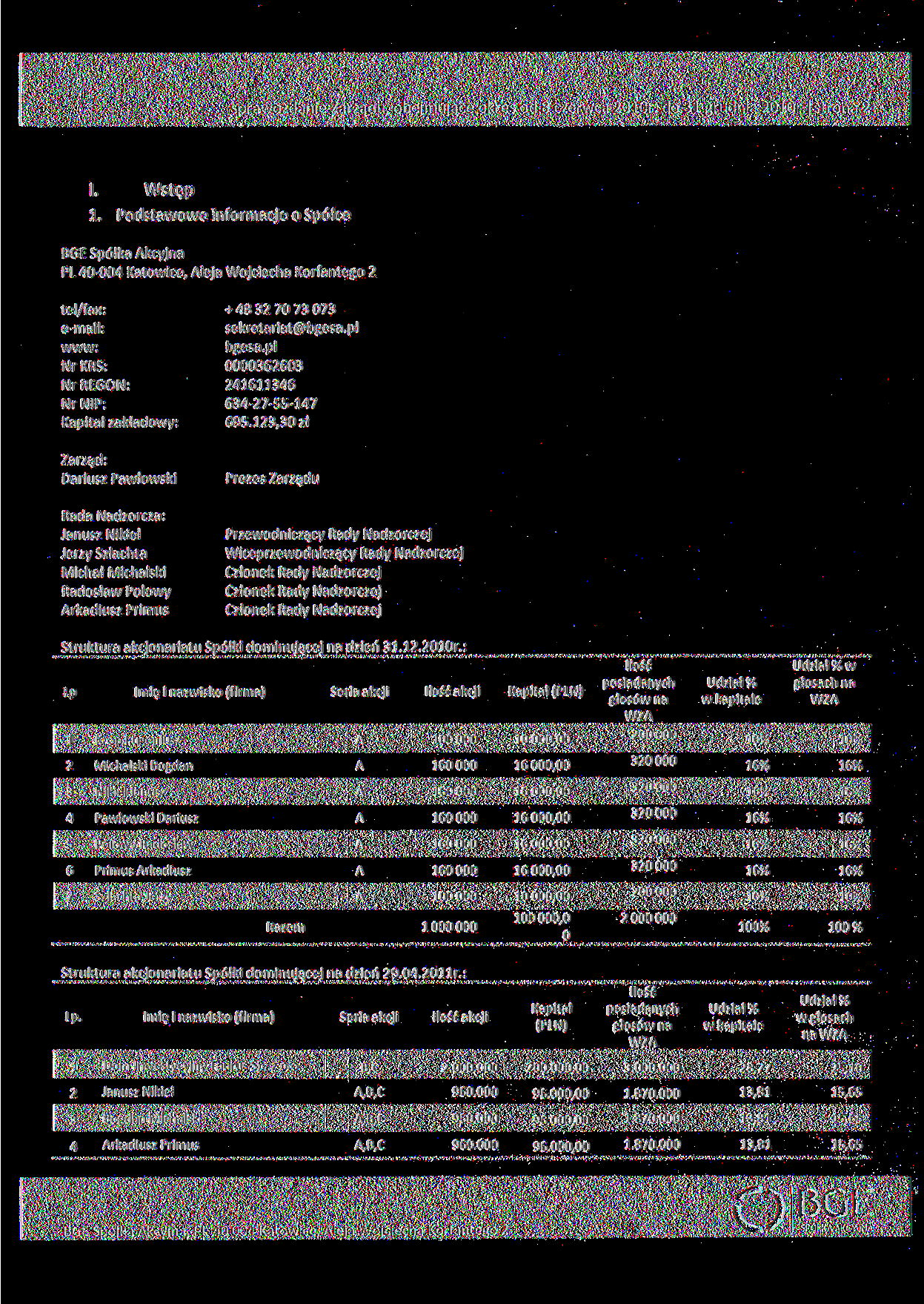 ?010r. do 31 grudnia 2010r. l strona 2 sprawozdanie Zarządu, obejmujące okres I. Wstęp 1.