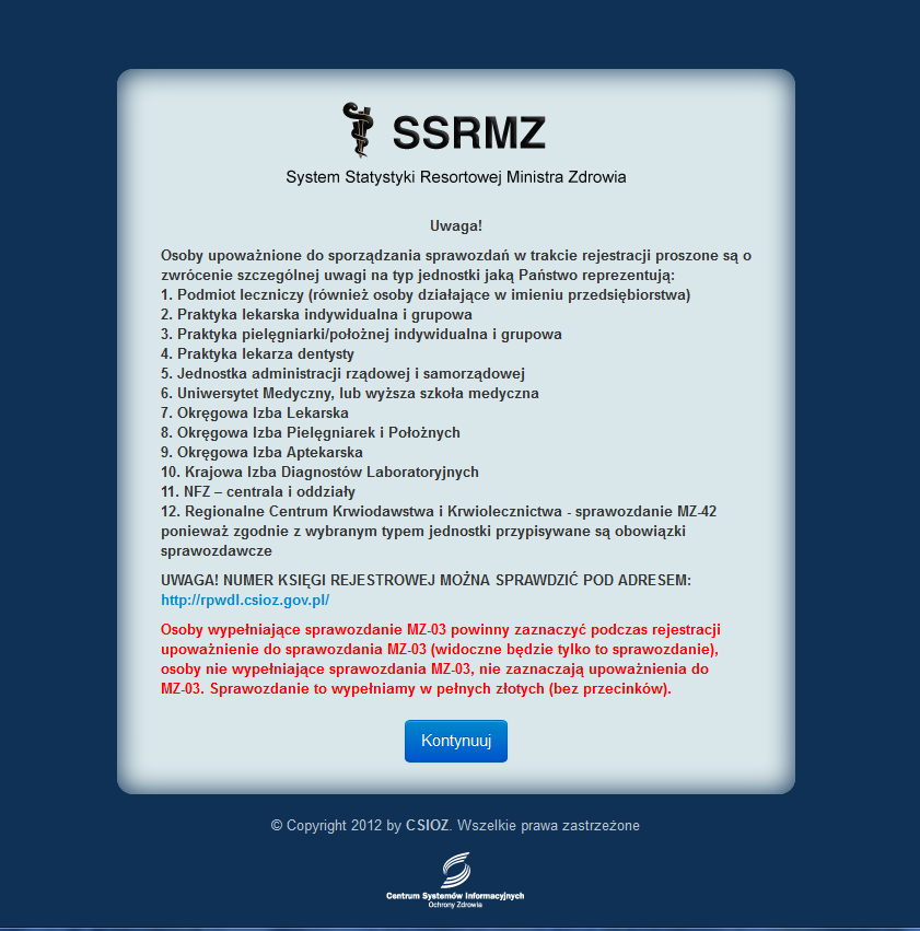 Rysunek 3. Wejście do SSRMZ z zakładki Statystyka Publiczna 3.