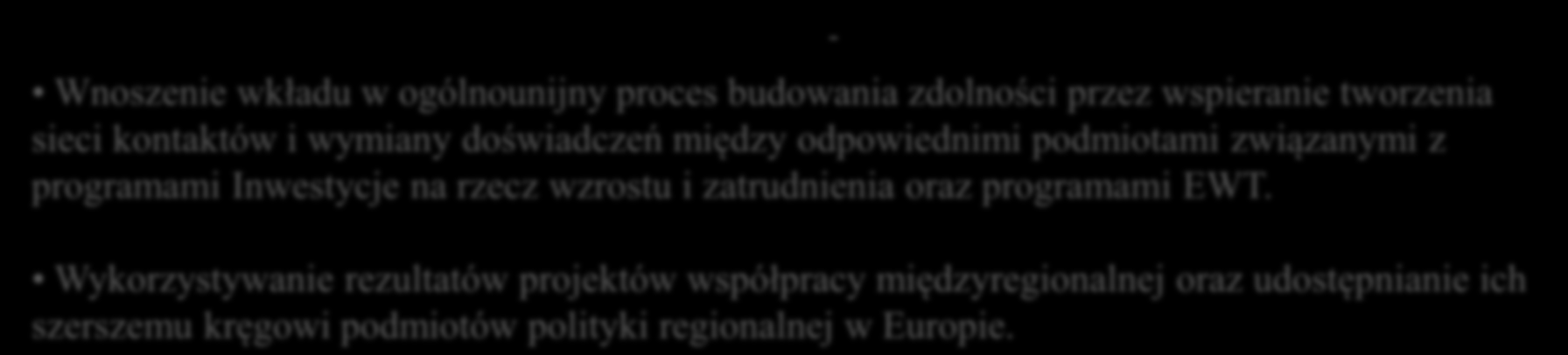 INTERREG EUROPA 2014-2020 Współpraca w ramach programu: Projekty współpracy międzyregionalnej rezultat współpracy - Plan Działania dla regionu Tematyczne platformy e-learningowe - wsparcie eksperckie