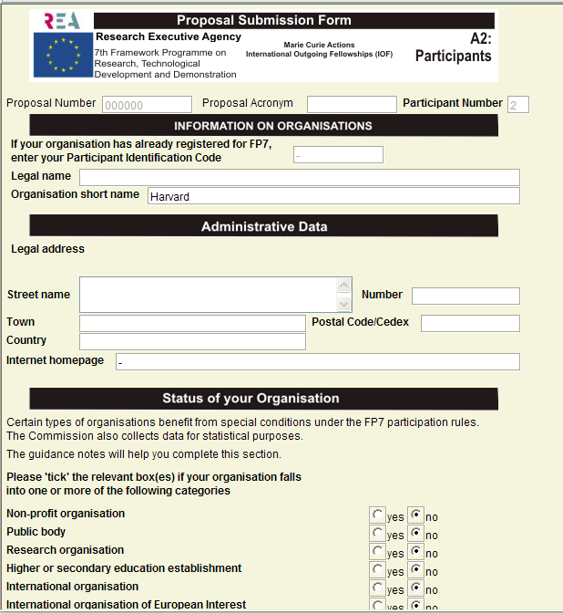 Marie Curie IOF A2 Outgoing Partner Organisation