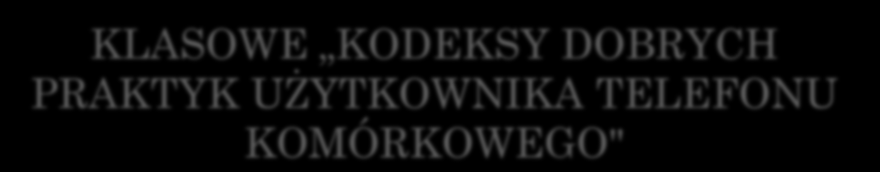 KLASOWE KODEKSY