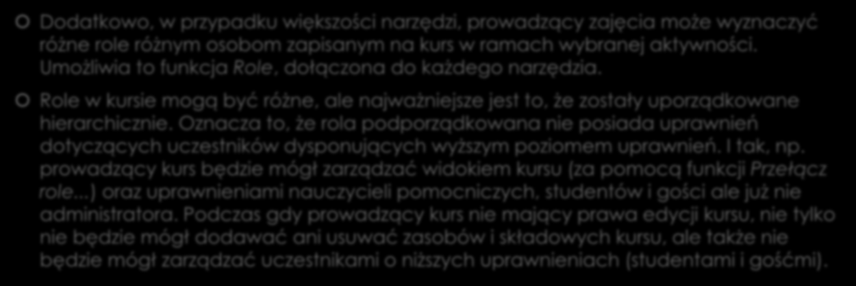 Zarządzanie uprawnieniami uczestników e-kursu cz.