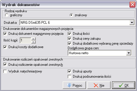 b. ilości jednostek zakupu c. ilość jednostek ewidencyjnych w jednostce zakupu Po wpisaniu odpowiednich parametrów klikamy przycisk 2. Wylicz 2.