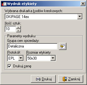 5.4. Wydruk naklejek z kodem kreskowym Wydruk naklejek na Zebrze - możliwość drukowania naklejki z ceną.