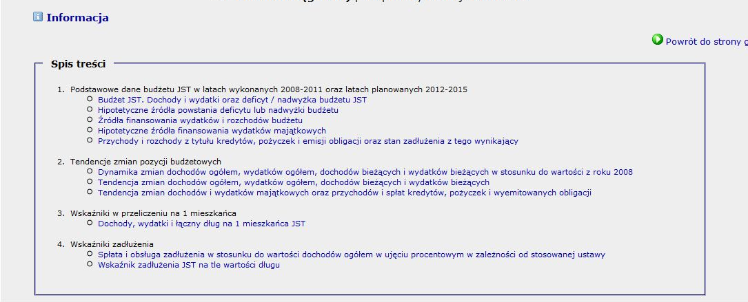 II. Graficzna prezentacja analizy WPF Po wprowadzeniu danych lub ich uaktualnieniu w zakładce Podgląd analiz udostępniane są graficzne prezentacje analiz WPF-u gminy, obejmujące okresy roczne