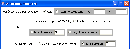 fotometryczne W zakładce Analiza