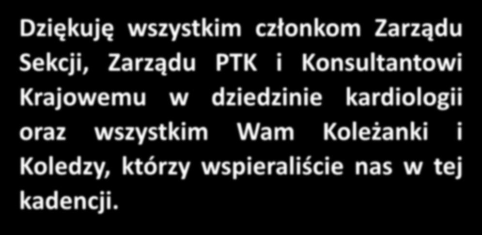 Dziękuję wszystkim członkom Zarządu Sekcji, Zarządu PTK i Konsultantowi Krajowemu w