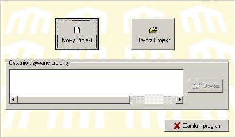 nowego projektu lub otwarcia istniejącego projektu z bazy programu. W analizowanym przypadku należy zaznaczyć ikonę Nowy Projekt. Rys. 3.1.