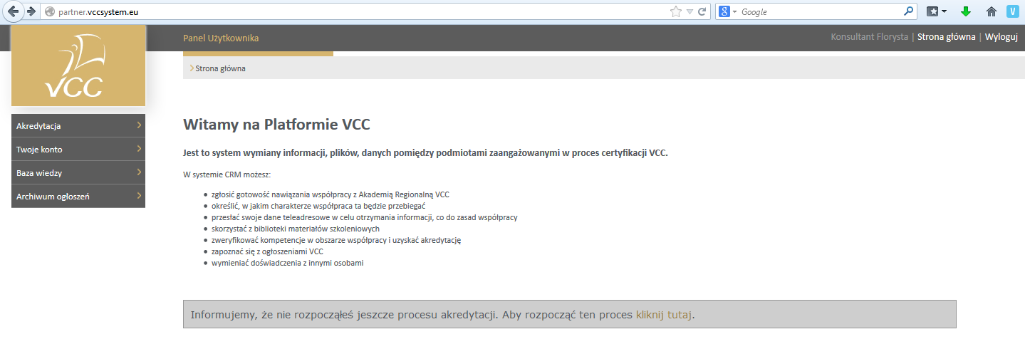 Uwaga! Konto będzie w pełni funkcjonalne w momencie aktywowania go przez Akademię Regionalną. 2. Logujesz się do systemu na dane przesłane w wiadomości e-mail.