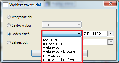 2.4. Nowe kryteria filtrowania 7 W wersji 4: Dla pola tekstowego dodano możliwość filtrowania według warunku "nie zawiera" oraz "nie równa się" dla pola daty można przeszukiwać różne zakresy dat z