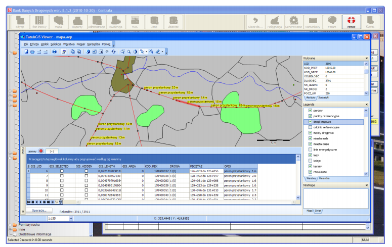 4 Dane z konkretnej warstwy tematycznej mogą być filtrowane oraz drukowane do programu Microsoft Excel 3. Możliwa jest również wizualizacja danych w systemach GIS - ESRI ArcView 3.