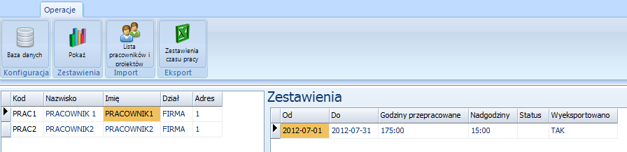 Eksport zestawień z programu Ewidencja Rozproszonego Czasu Pracy by CTI do arkusza Excel obsługiwanego w programie Comarch Optima Po uzupełnieniu czasu pracy pracowników można dokonać eksportu z