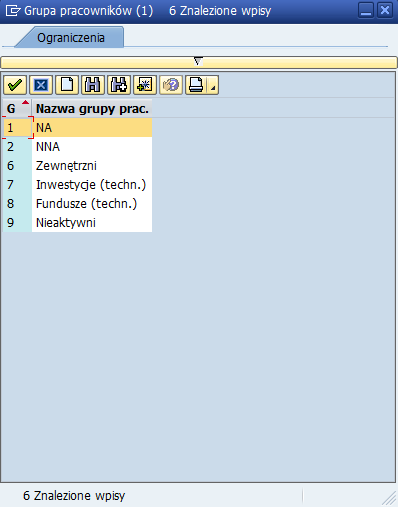 Grupa pracowników (1) 6 Znalezione wpisy 19. Kliknij dwukrotnie na nazwę grupy pracowniczej np.