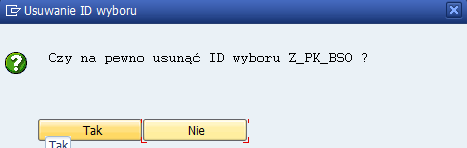 Usuwanie ID wyboru 56. Kliknij Tak przycisk.