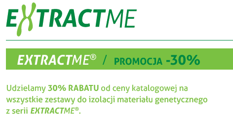 pdna w małej skali w płytkach 96-dołkowych; 0,5-5 ml hodowli; wydajność 25 µg DNA; złoże krzemionkowe PLAZMIDOWE DNA SKALA MIDI pdna DO TRANSFEKCJI EXTRACTME PLASMID MIDI KIT izolacja plazmidowego