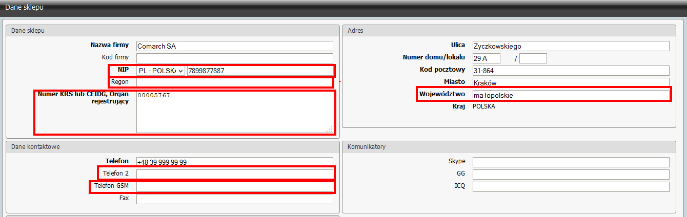 2 Zmiany 2.1 Dane sklepu 2.1.1 Ddatkwe pla W Cmarch ERP e-sklep 7.7 ddan nwe pla w sekcji Dane sklepu.