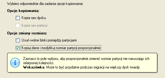 22 6. Na stronie Wybierz docelowy dysk twardy, wybierz dysk docelowy (dysk twardy, na który ma zostać skopiowana zawartość dysku źródłowego).