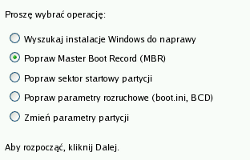 50 Domyślnie po upłynięciu 10 sekund zainicjowany zostanie Tryb normalny. 3. W menu startowym Linux wybierz Korektor rozruchu. Znajdziesz go również w środowisku PTS DOS. 4.