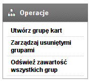 14.Grupy kart 14.2 Edycja grup kart Aby edytować grupę kart, należy przejść do listy grup kart (menu Grupy kart). Następnie należy kliknąć w wiersz, zawierający grupę kart, której dane będą edytowane.