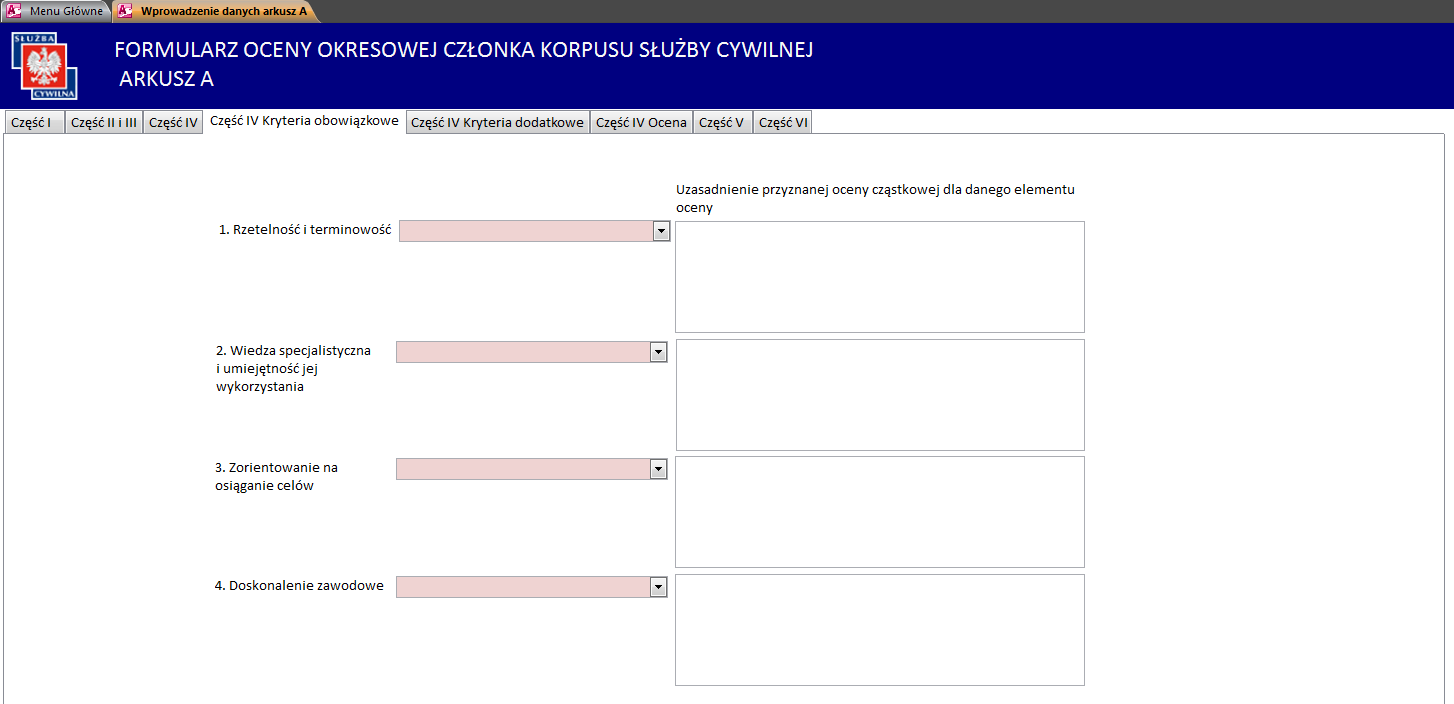 Część IV W kolejnej części znajdują się pola z datami.