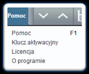 Pomoc Rysunek 4 Menu Pomoc Pomoc F1 Wyświetlenie pomocy programu. Klucz aktywacyjny Okno wprowadzenie klucza aktywacyjnego do pełnej wersji programu. Licencja Okno z licencją programu.