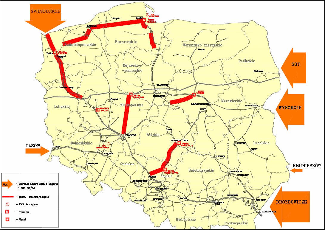 IV. Niezbędna rozbudowa sieci przesyłowej pod kątem wykorzystania potencjału LNG w Polsce.