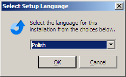Przed przystąpieniem do aktualizacji programu do wersji 6.2 należy bezwzględnie wykonać kopię bezpiecześtwa baz Comarch isklep24. 9.4.2.1 Wybór języka, w którym będzie działał instalator Comarch isklep24 Obecenie dostępna jest instalacja w języku polskim lub angielskim.