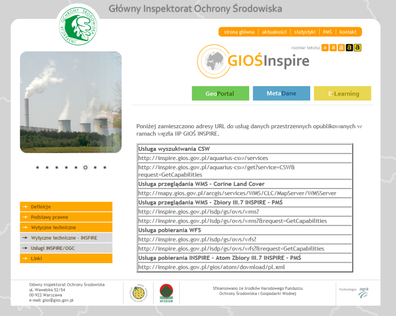 Portal GIOŚ INSPIRE